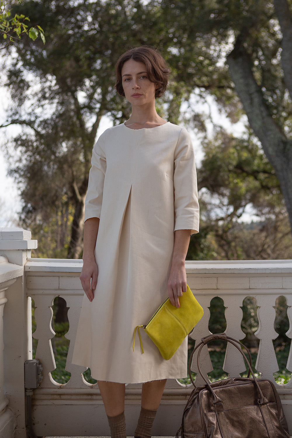 cotton dress with sleeves Rye Cotton Canvas Dress In Natural 0