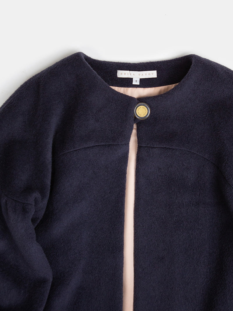 Sadie Alpaca Wool Coat In Midnight