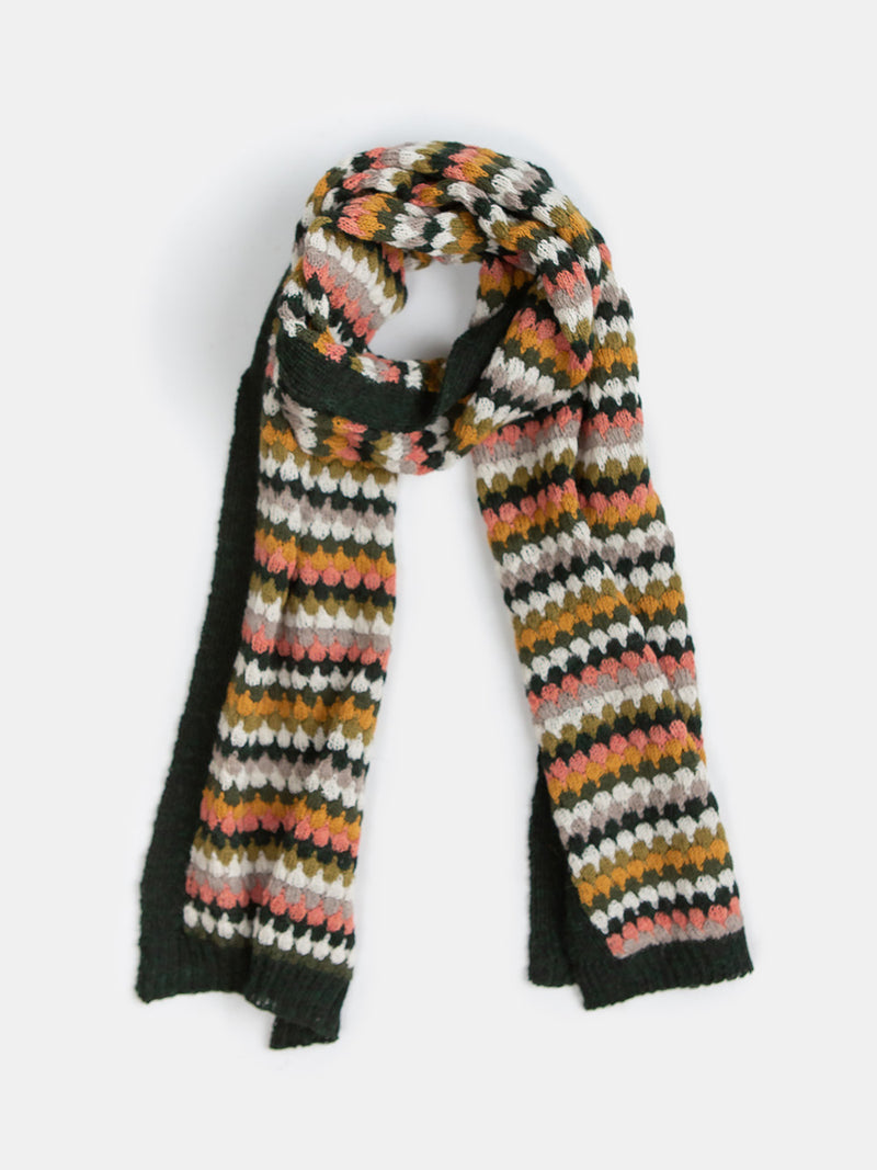 Baby Alpaca Ribbed Edge Scarf in Sunset Stripe