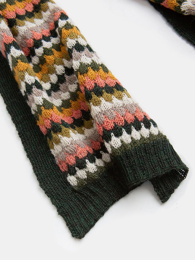 Baby Alpaca Ribbed Edge Scarf in Sunset Stripe