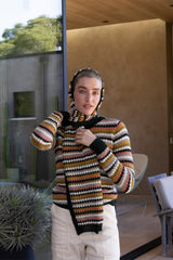 Baby Alpaca Ribbed Edge Scarf in Sunset Stripe