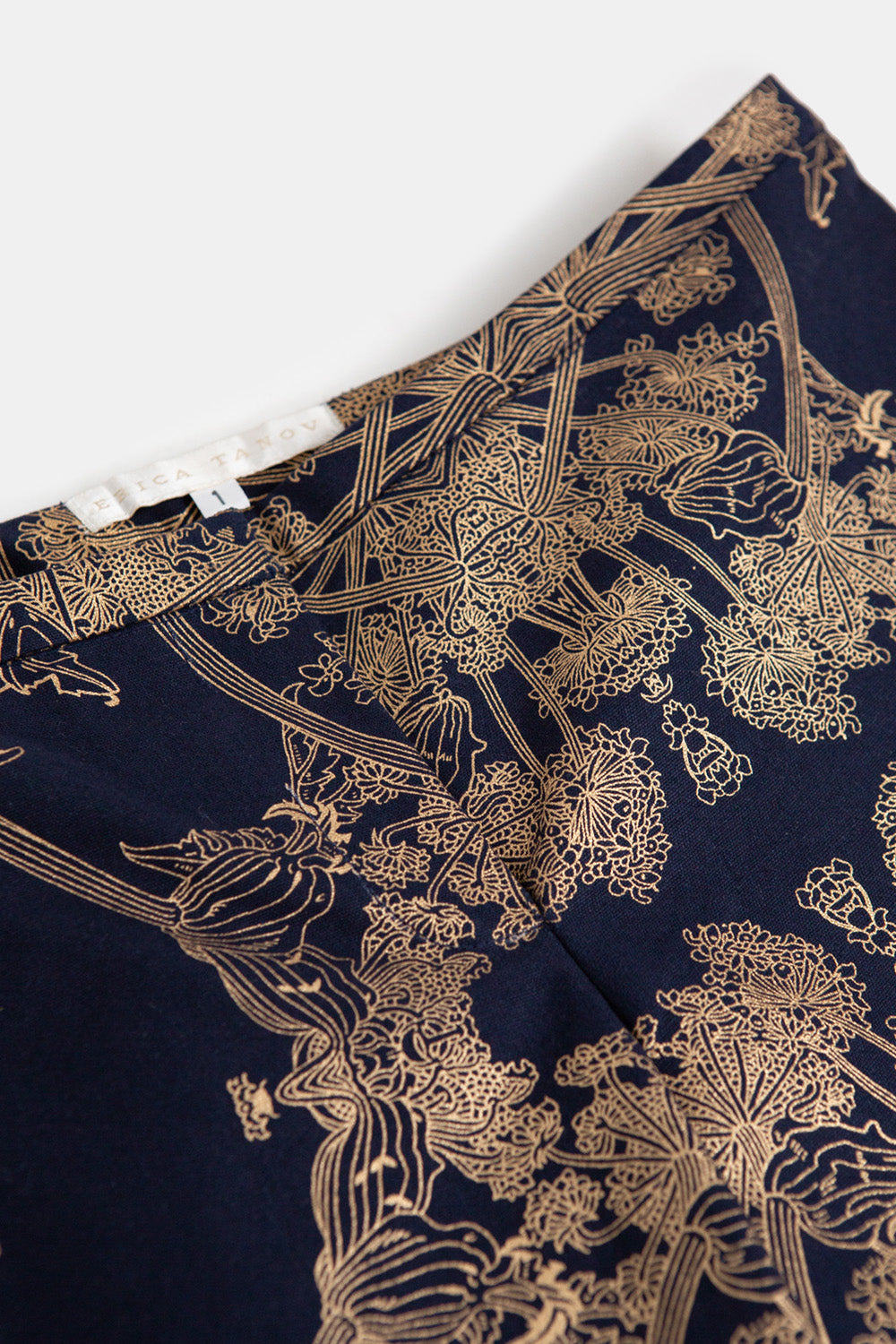 Soren Cotton Pant in Navy/Gold Botanicus