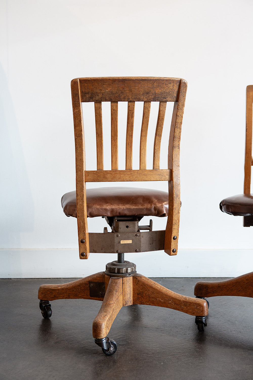 Pair of Desk Chairs with Leather Seats