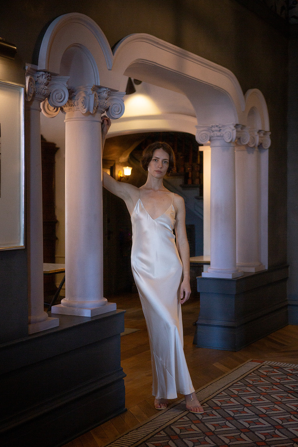 Tallulah Silk Charmeuse Gown in Alabaster