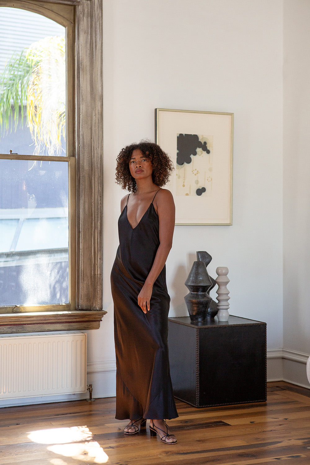 Tallulah Silk Charmeuse Gown in Black 2 Tallulah Silk Charmeuse Gown in Black 2