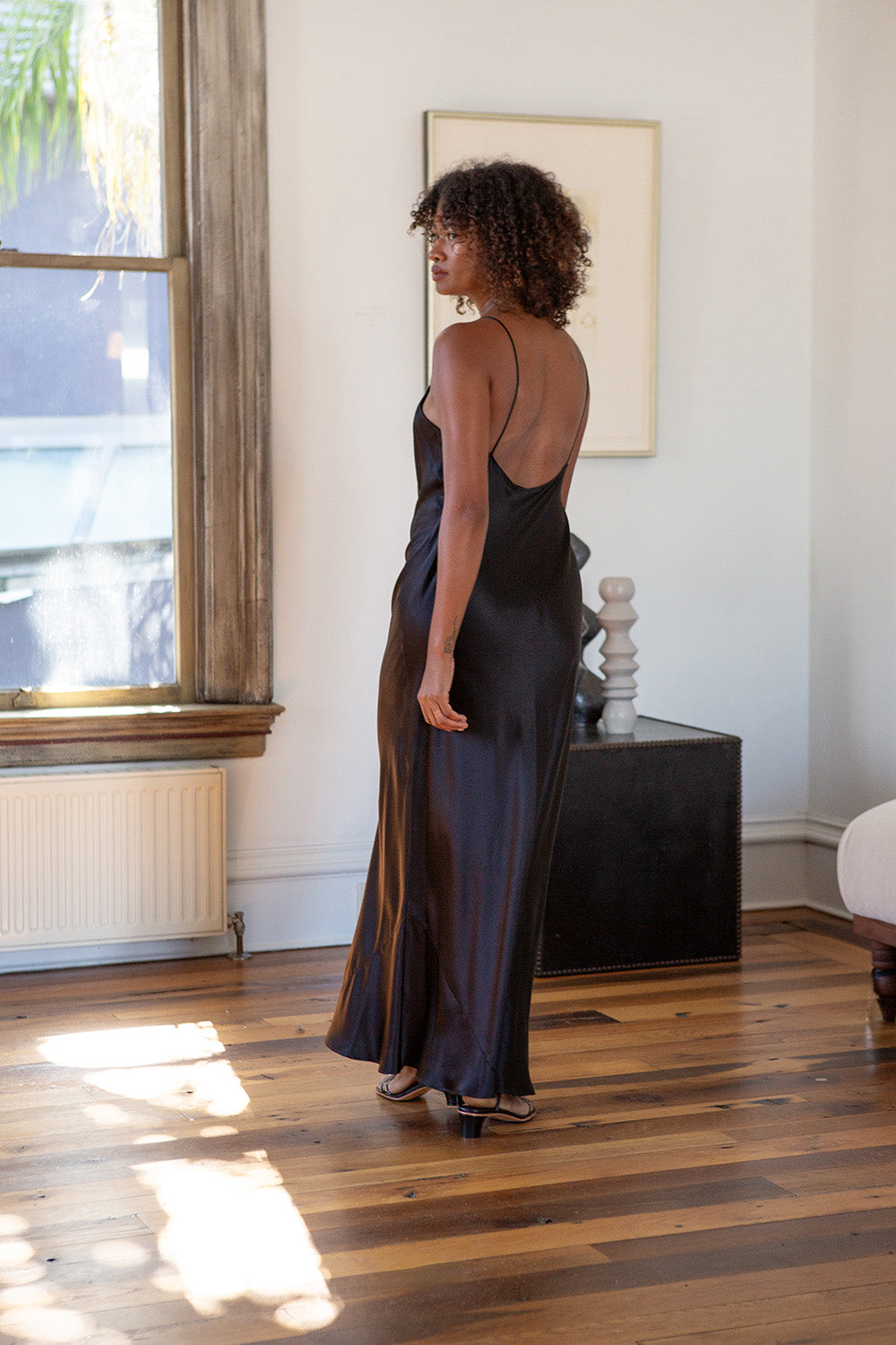 Tallulah Silk Charmeuse Gown in Black 2 Tallulah Silk Charmeuse Gown in Black 2