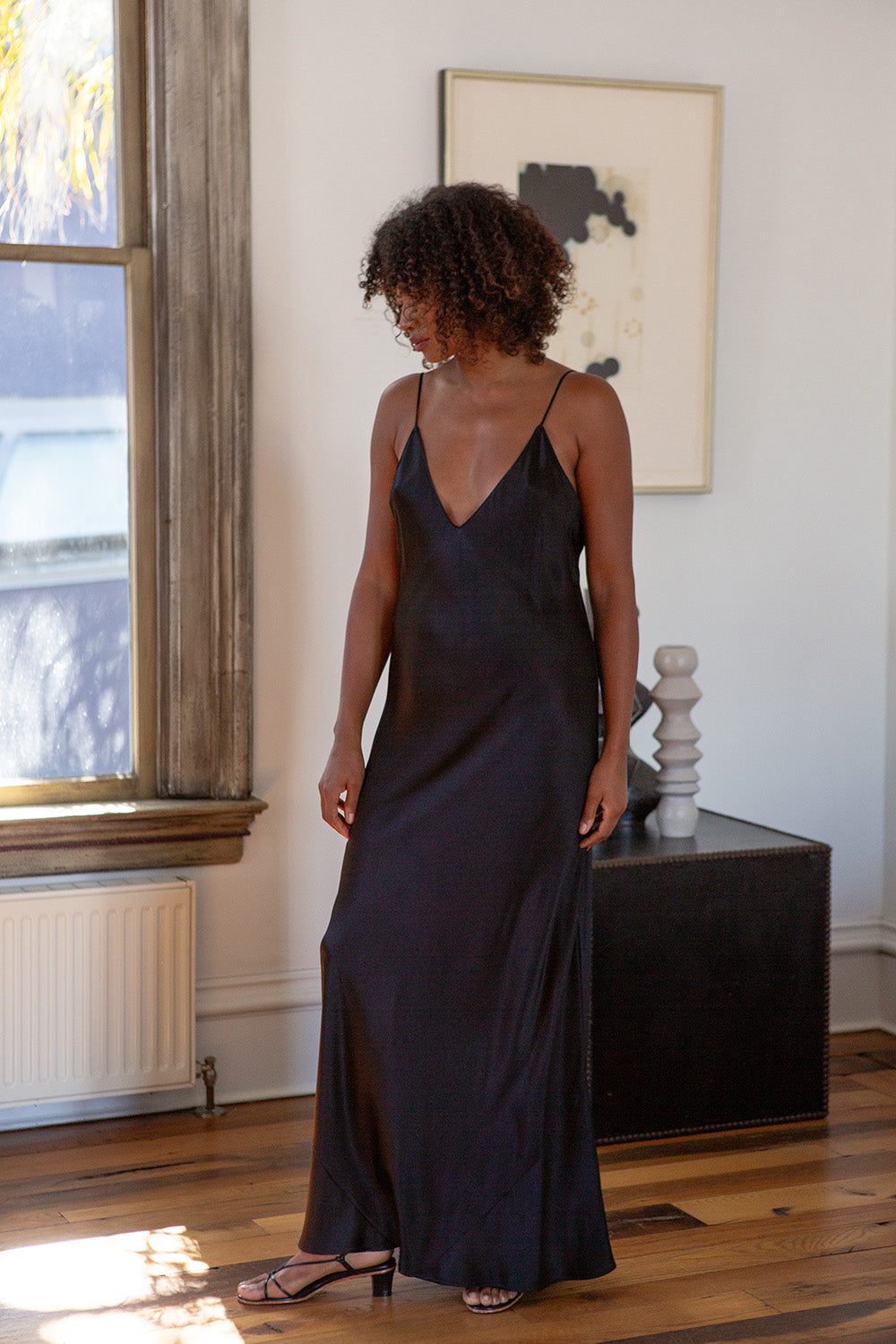 Tallulah Silk Charmeuse Gown in Black 2 Tallulah Silk Charmeuse Gown in Black 2