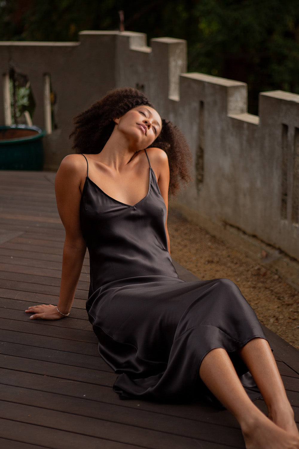 Tallulah Silk Charmeuse Gown in Nocino