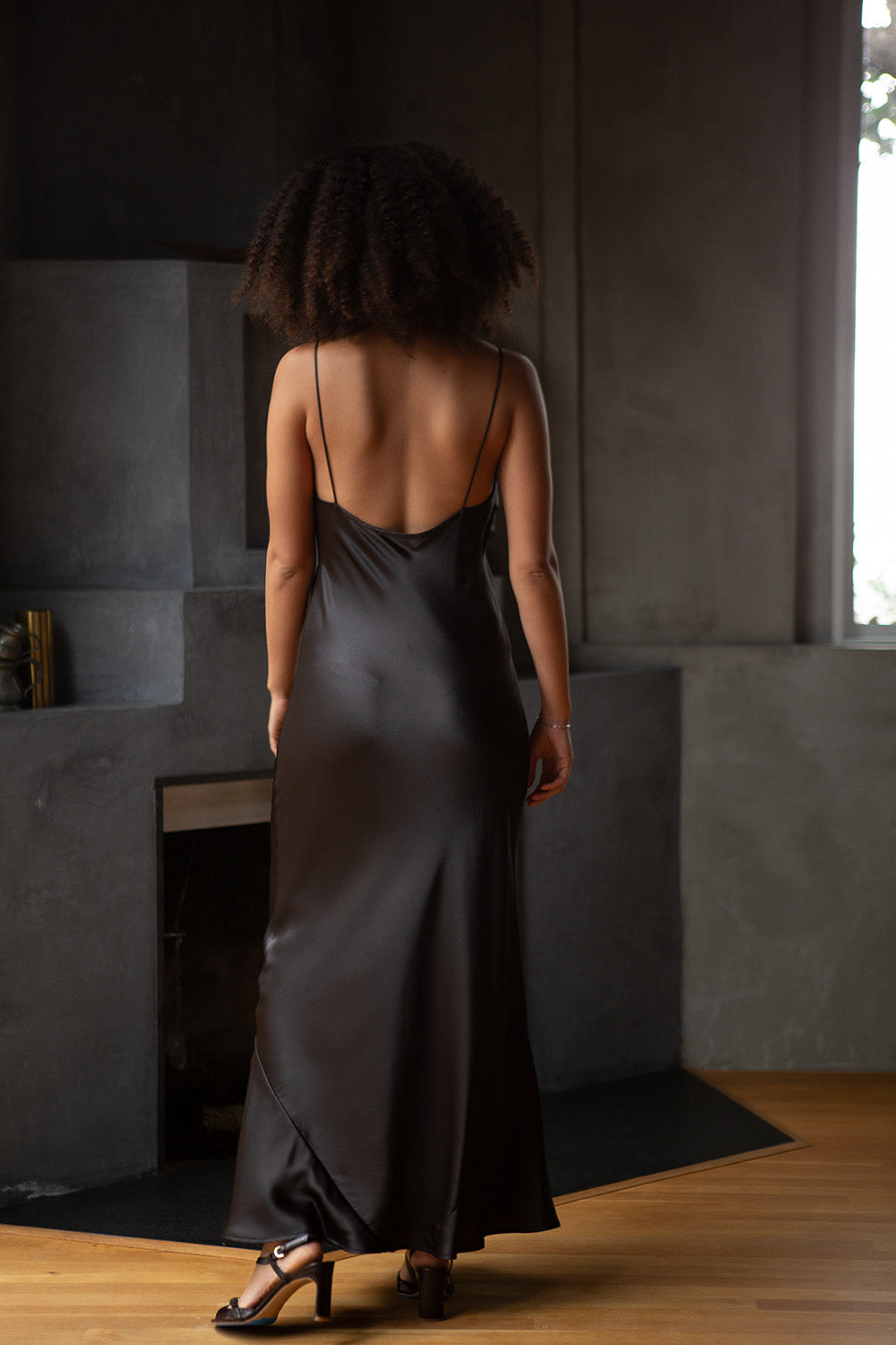 Tallulah Silk Charmeuse Gown in Nocino