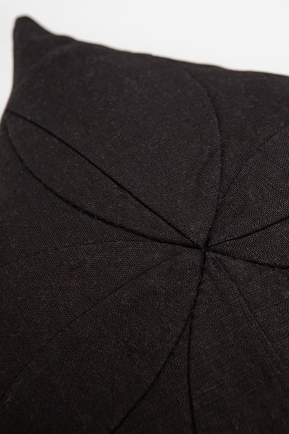 Hand-Appliqué Black Linen Throw Pillow in 'All Together Now'