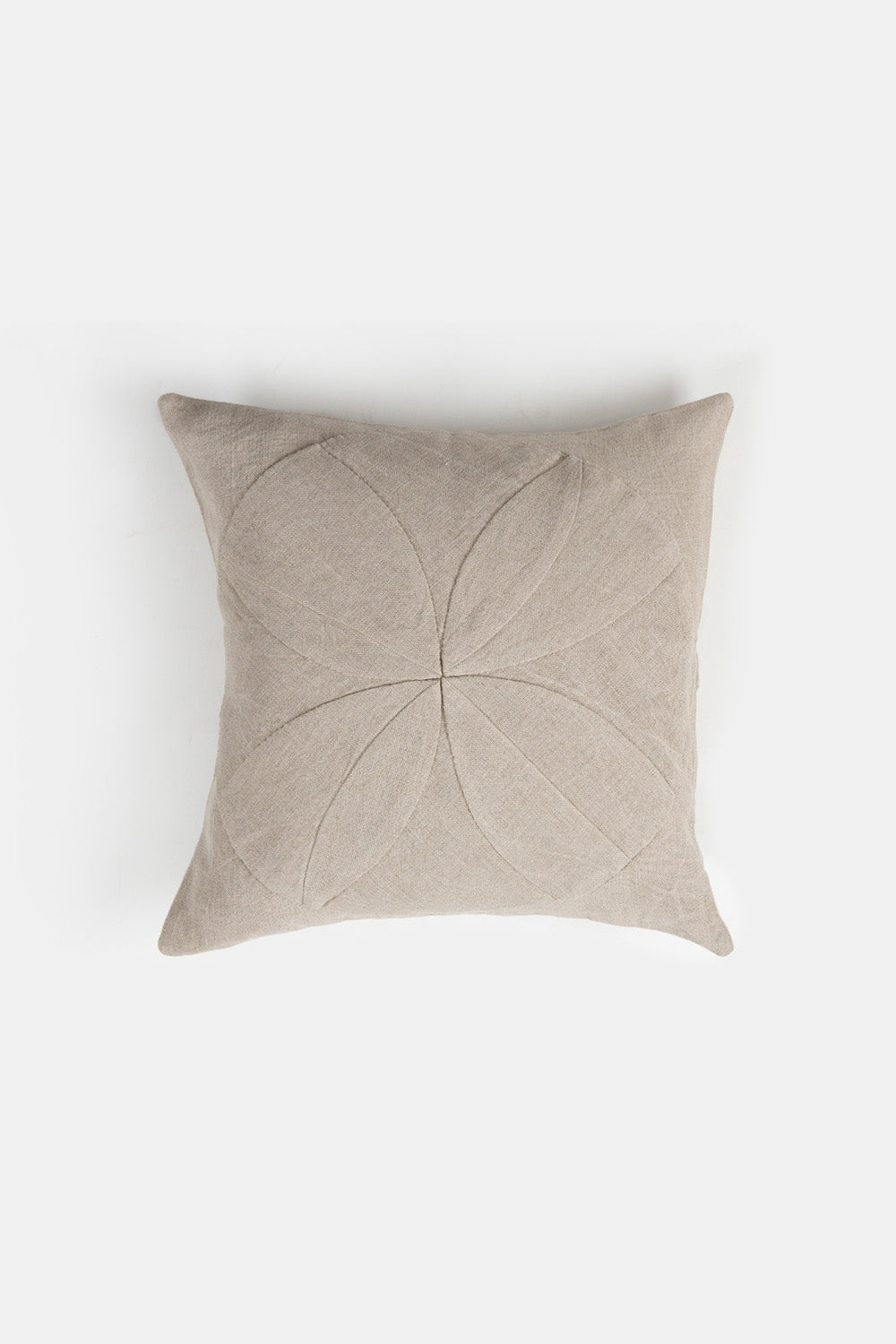 Hand-Appliqué Natural Linen Throw Pillow in 'All Together Now'