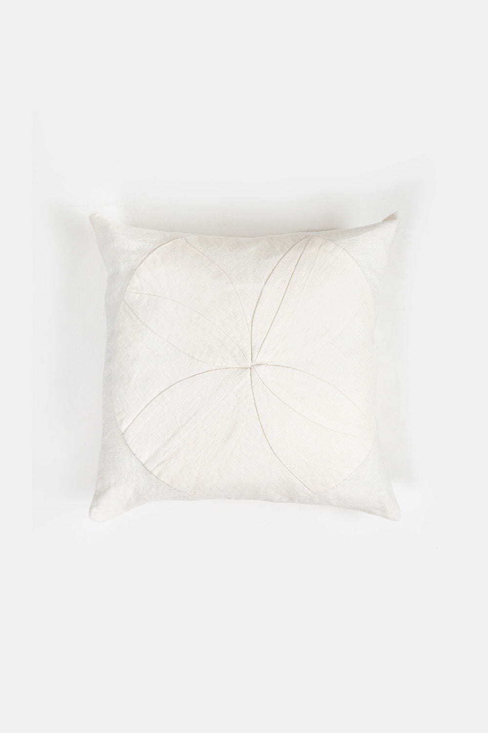 Hand-Appliqué White Linen Throw Pillow in 'All Together Now'