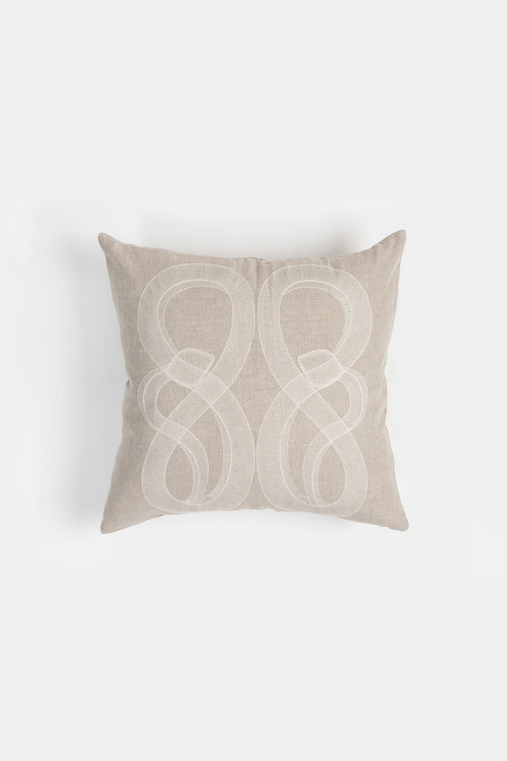 Serpens Embroidered Throw Pillow In Natural Linen