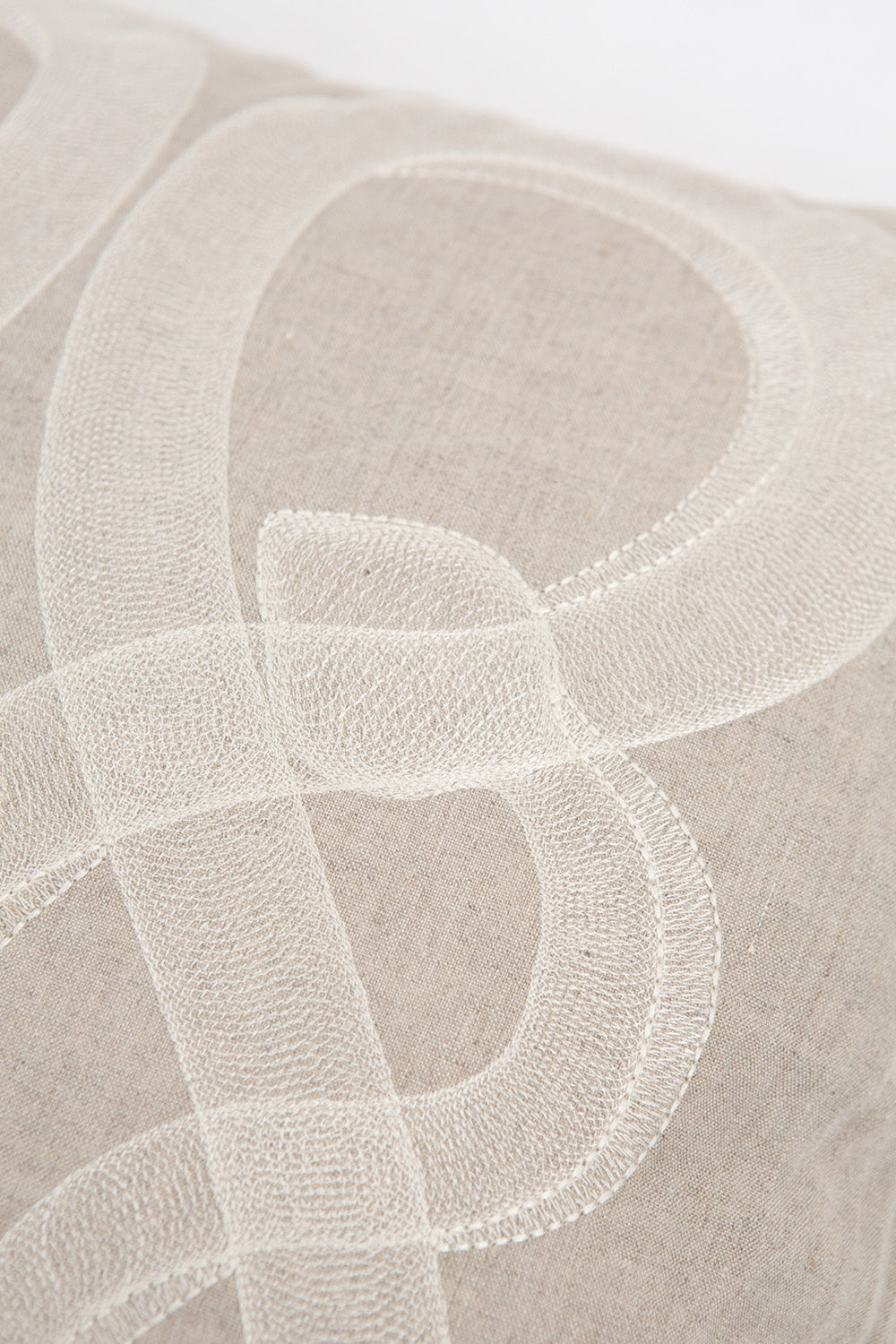 Serpens Embroidered Throw Pillow In Natural Linen
