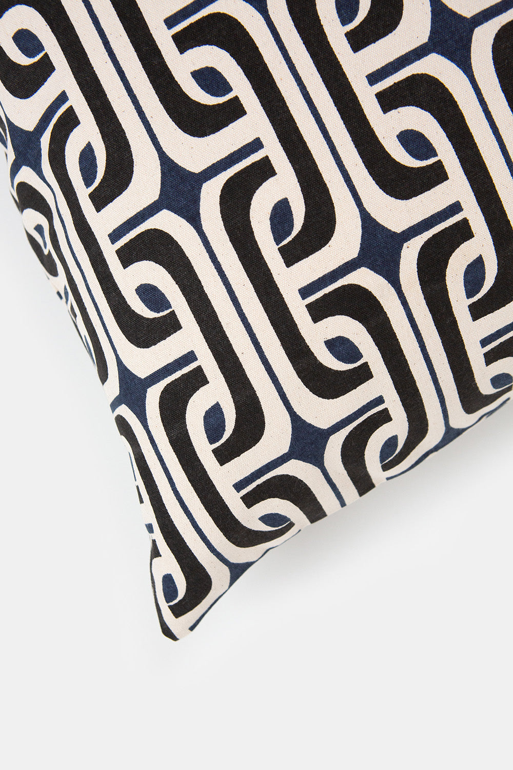 Cotton Throw Pillow In Navy And Black Super 1965