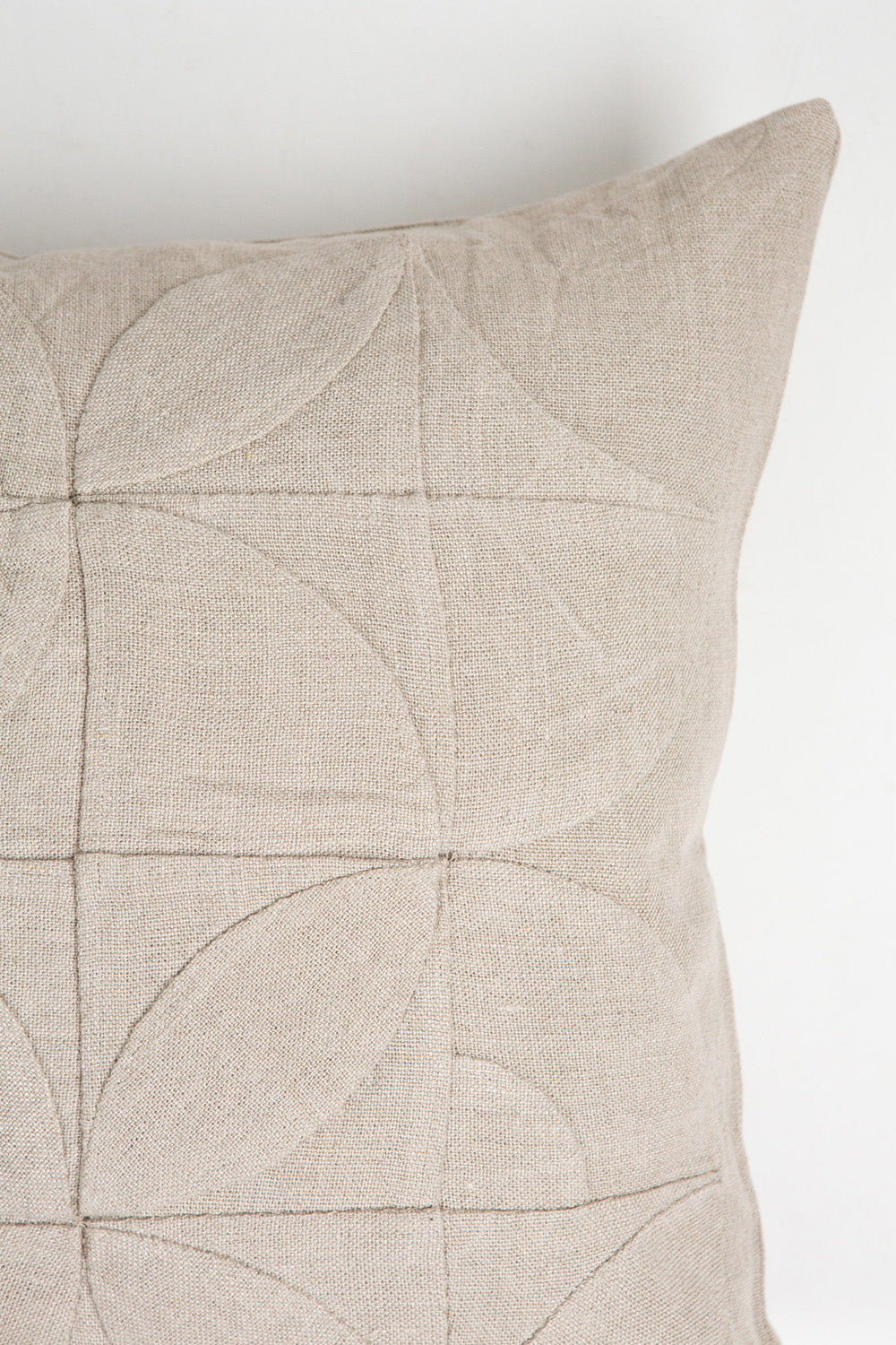 Hand-Appliqué Natural Linen Throw Pillow in 'Toward the Light'