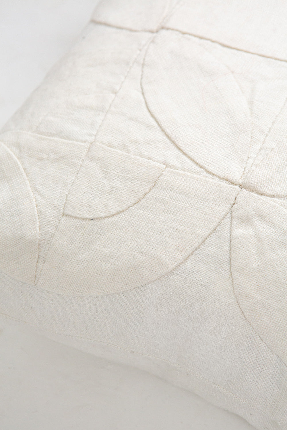 Hand-Appliqué White Linen Throw Pillow in 'Toward the Light'