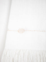 Totem Khadi Cotton Towel in Hand-embroidered Soft White Linen