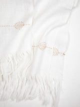 Totem Khadi Cotton Towel in Hand-embroidered Soft White Linen