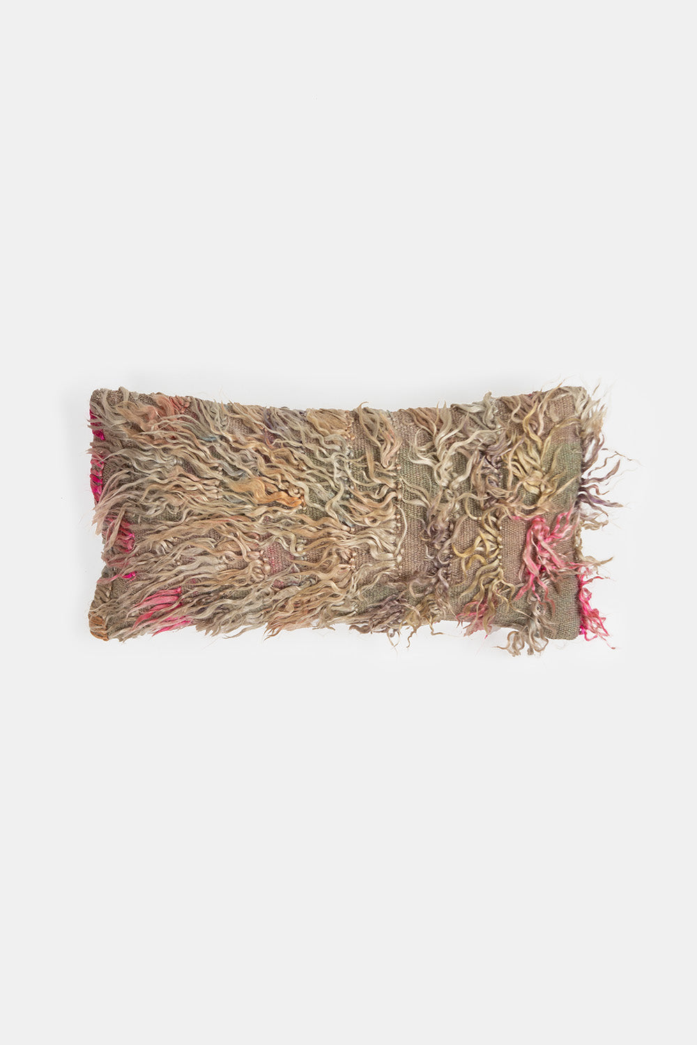 Vintage Turkish Tulu Shag Lumbar Throw Pillow In Flikli