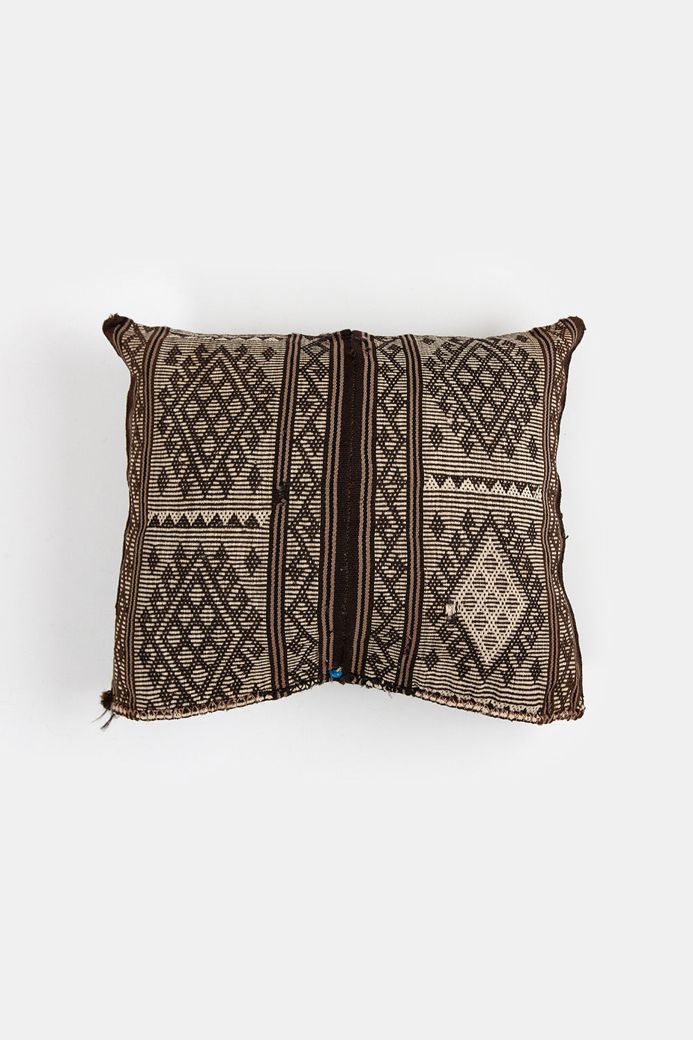 Vintage Turkish Flatweave Pillow Cover In Dark Brown And Natural