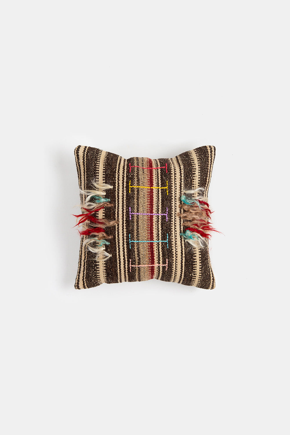 Vintage Turkish Tulu And Kilim Shag Throw Pillow In Multi