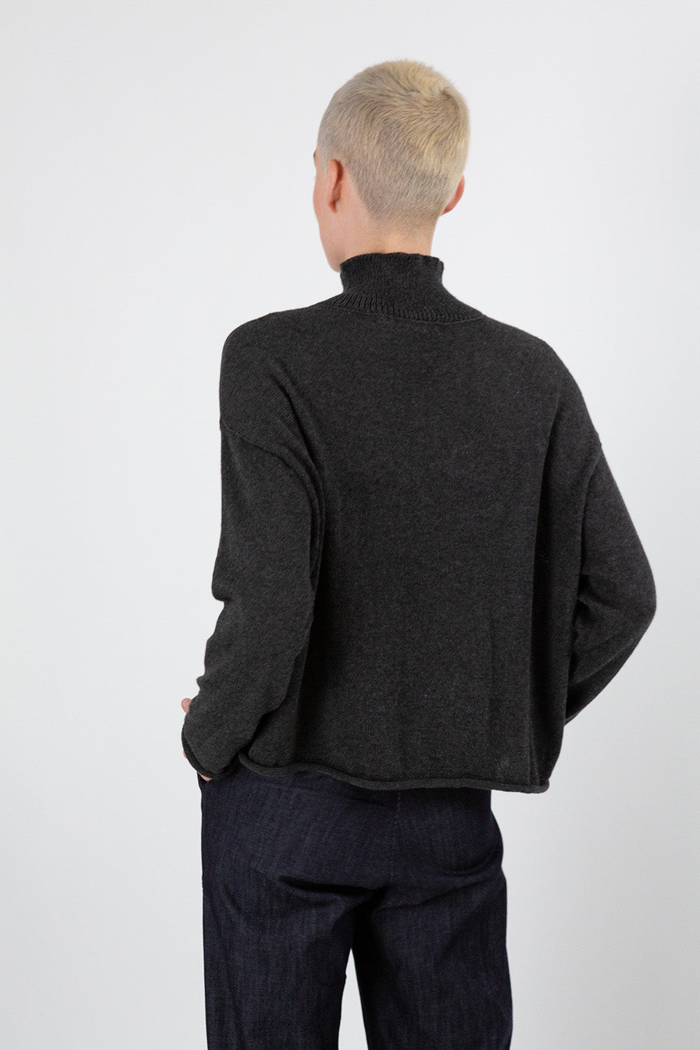 Matilda Pima Cotton Turtleneck in Charcoal
