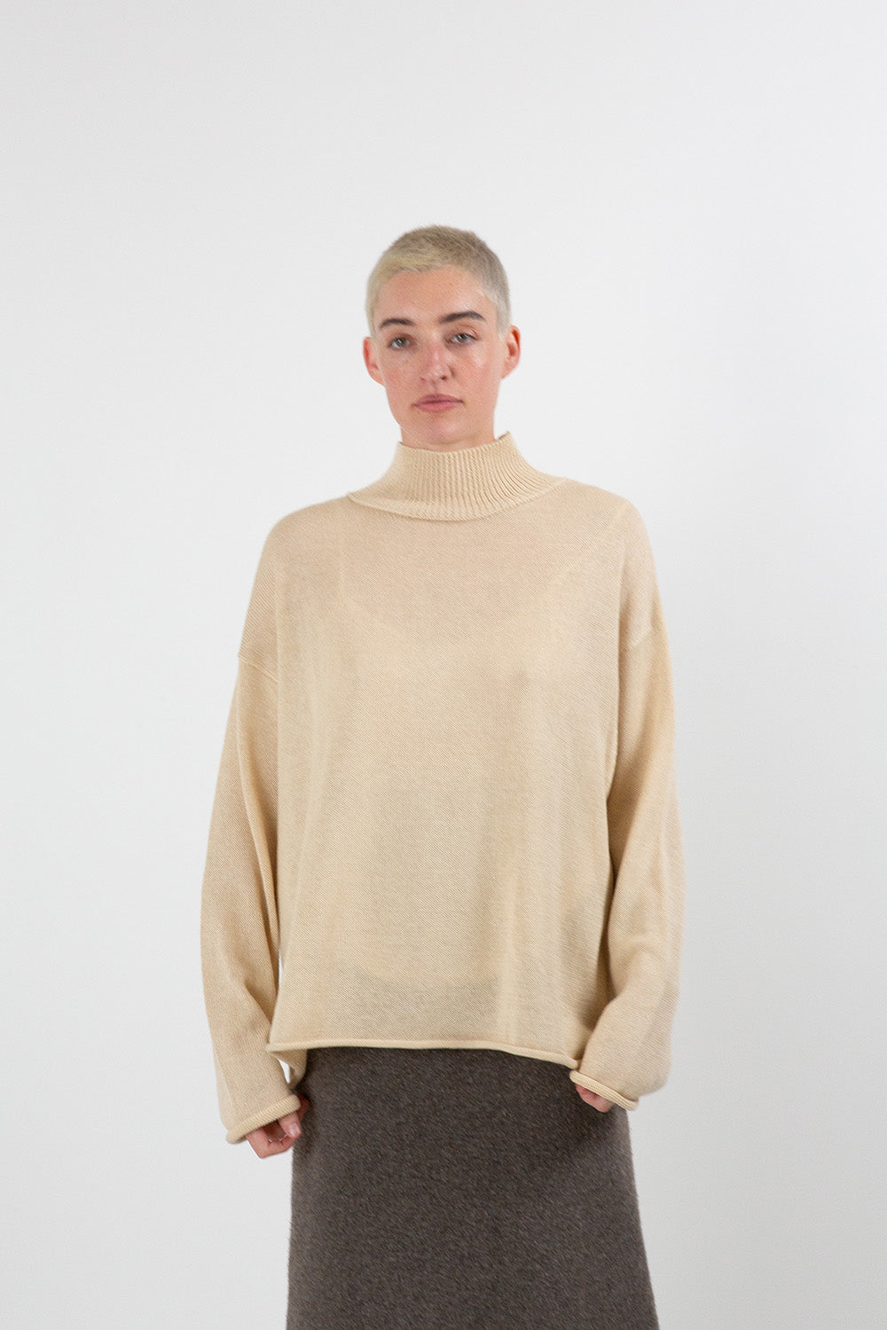 Pima Cotton Turtleneck in Natural