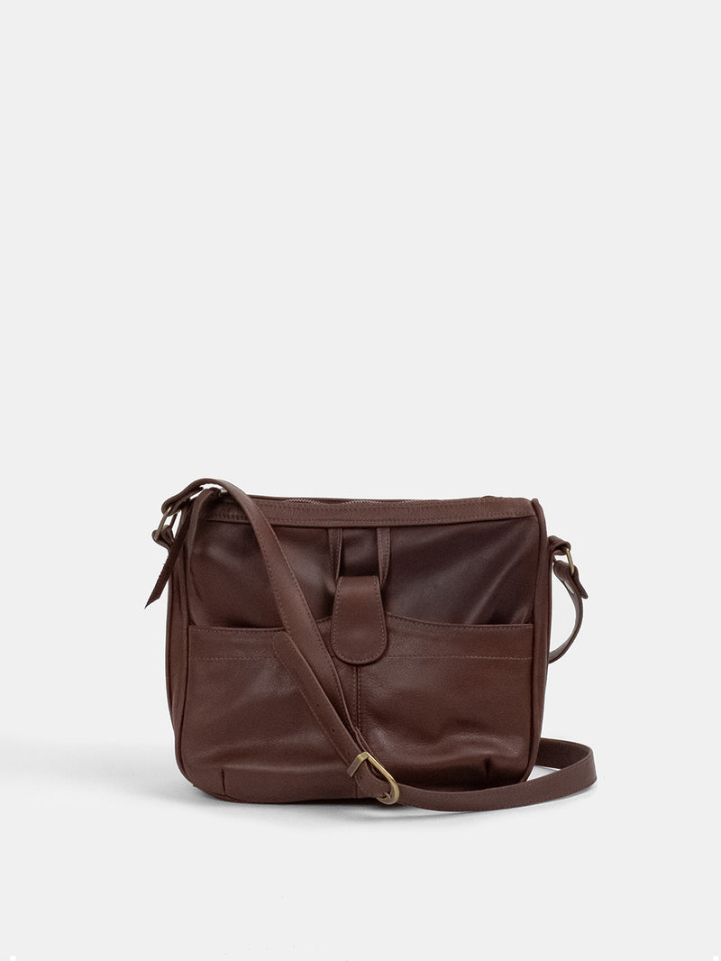 Twiggy Leather Shoulder Bag in Chocolate