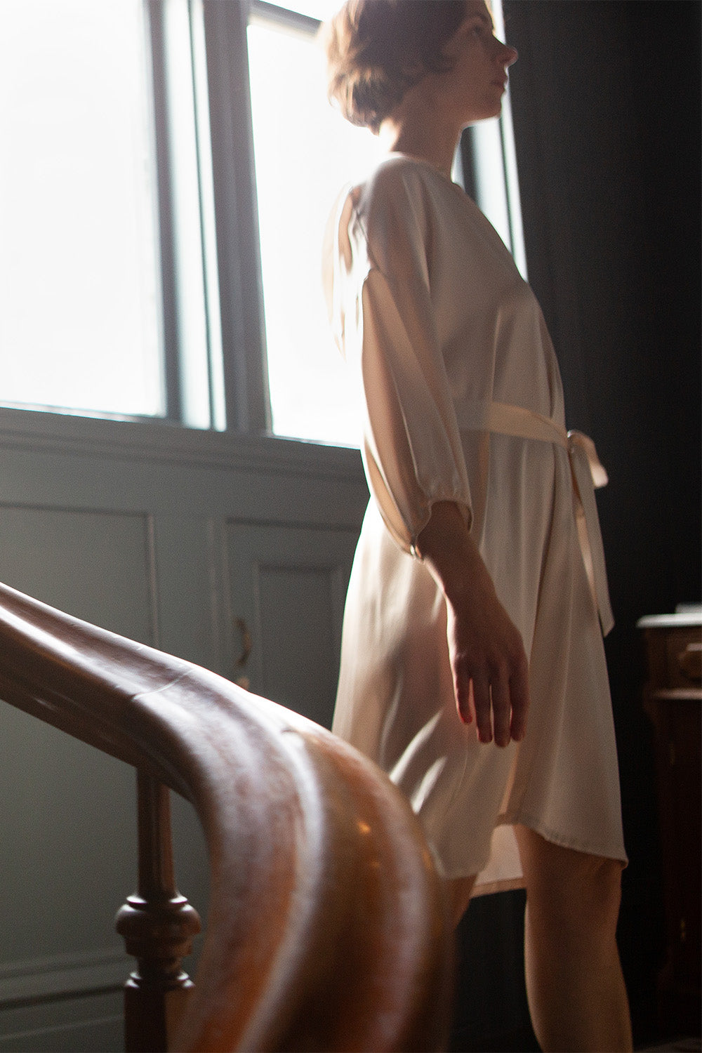 Tynan Silk Charmeuse Dress in Alabaster