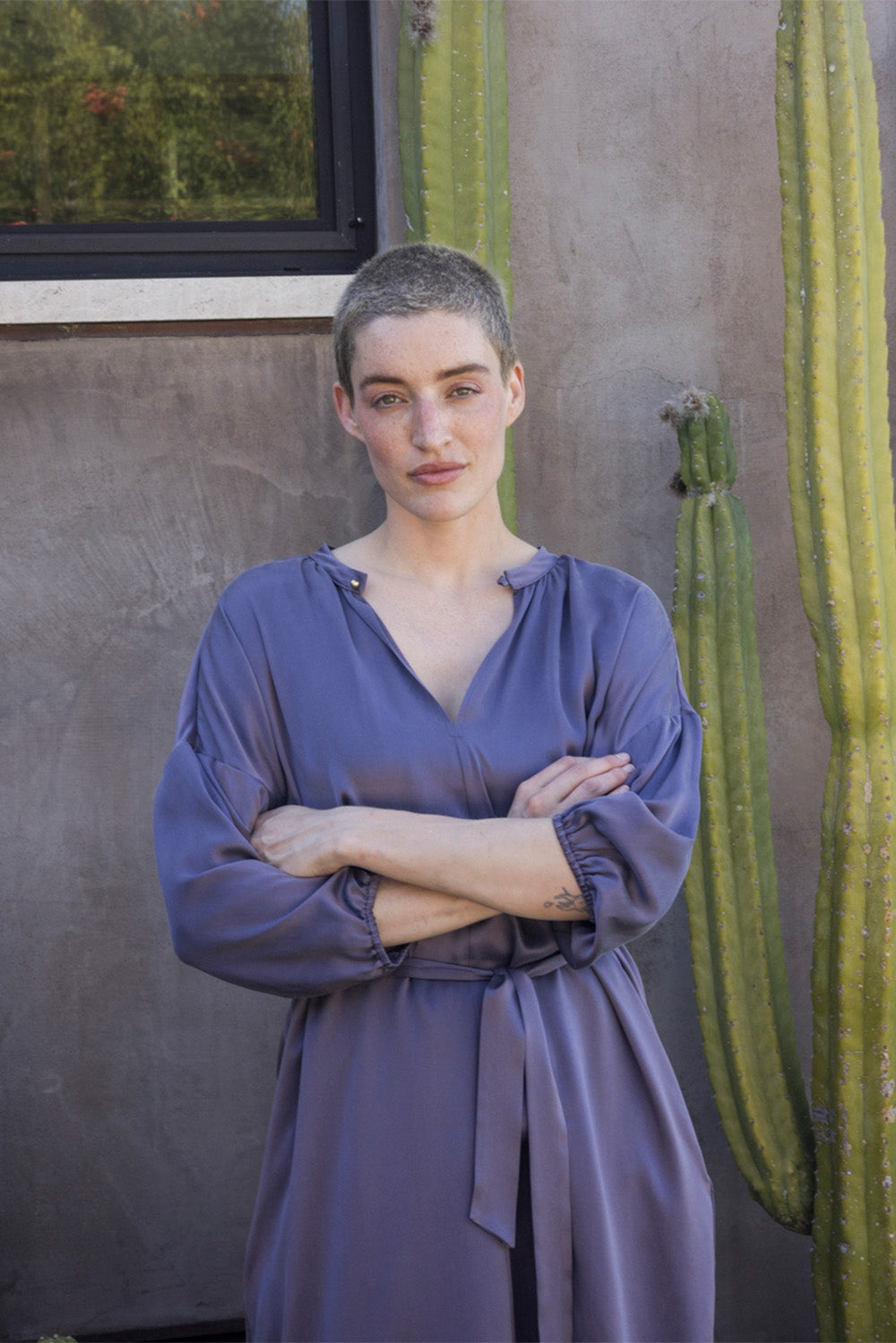 Tynan Sueded Silk Charmeuse Dress in Dusk