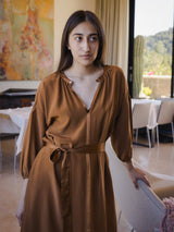 Tynan Silk Charmeuse Dress in Sienna