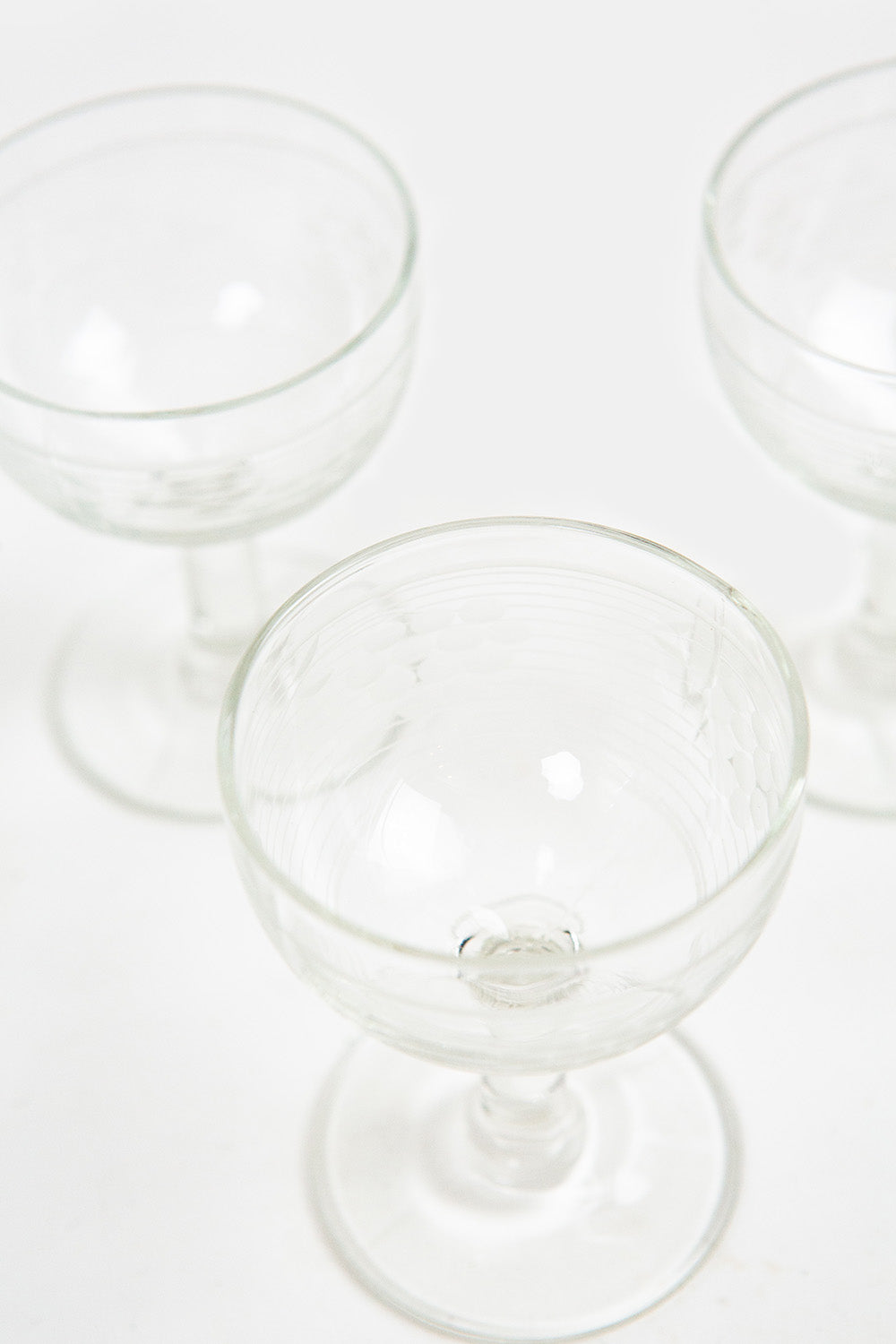 Set of Four Vintage Aperitif Etched Glasses