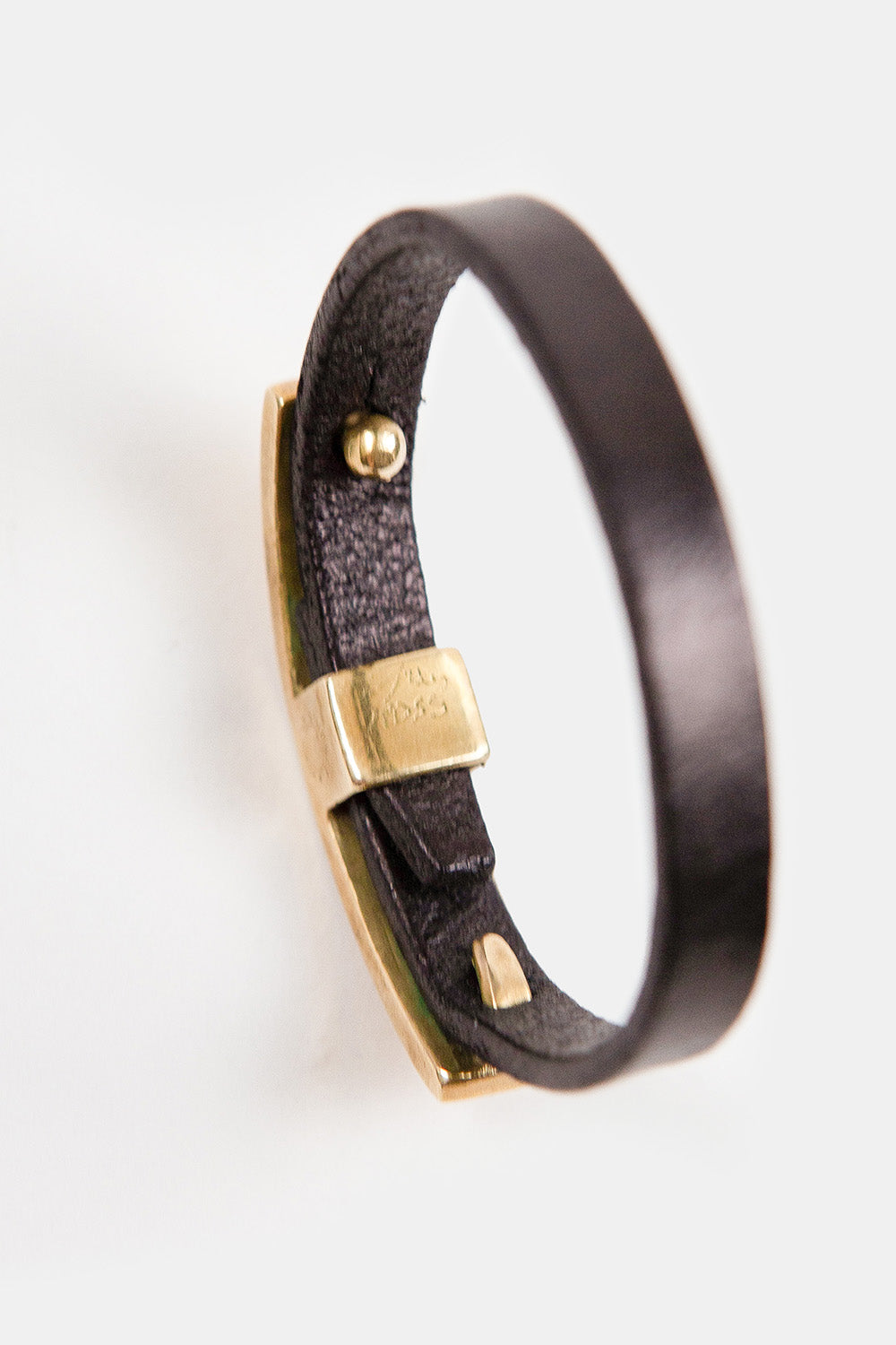Artemas Quibble Leather and Brass Cuff