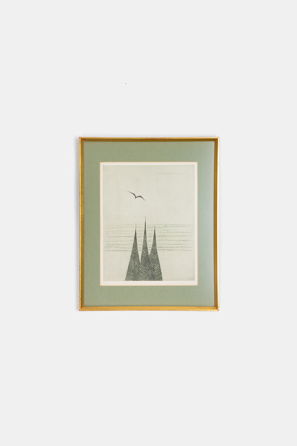 Keiko Minami Three Fir Trees Etching