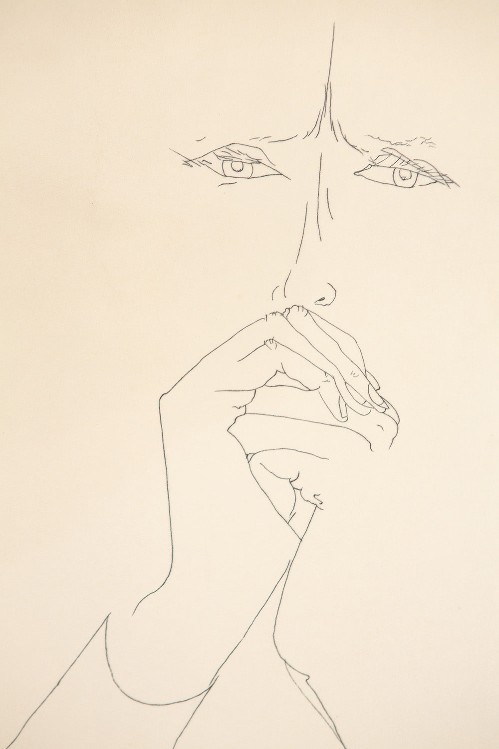 20th Century “Worried Face” European School Etching