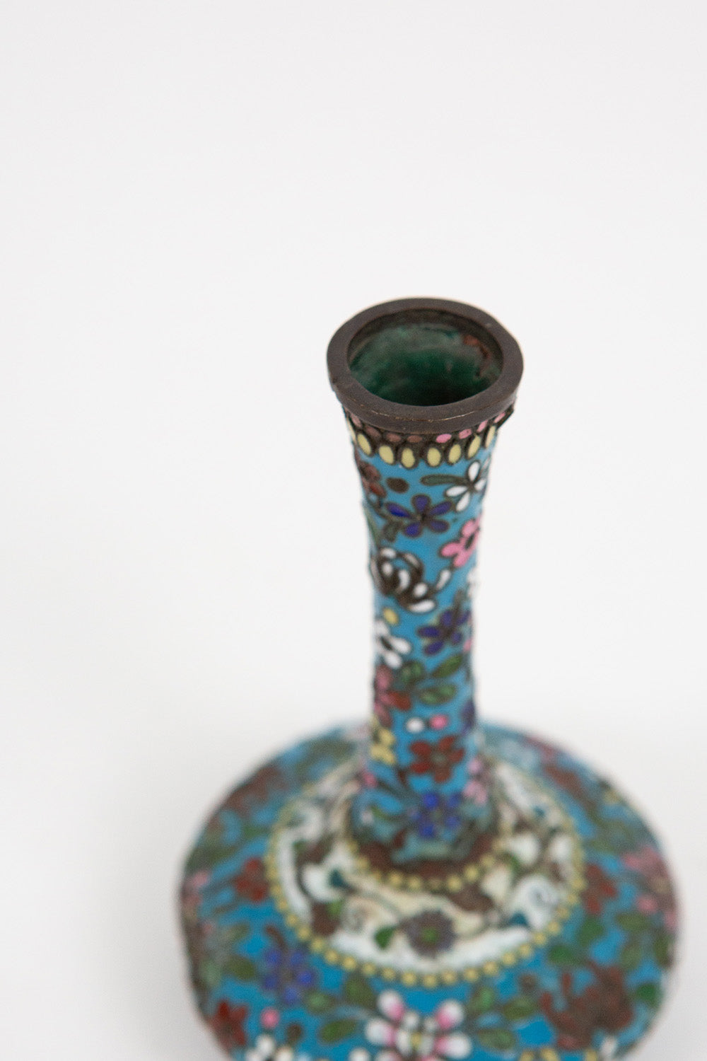 Antique Cerulean Blue Cloisonné Vase