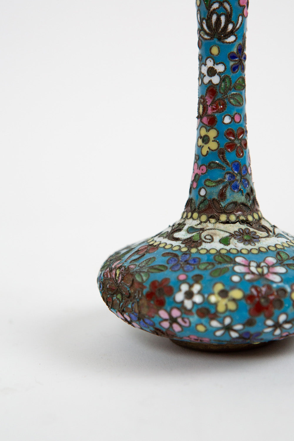 Antique Cerulean Blue Cloisonné Vase