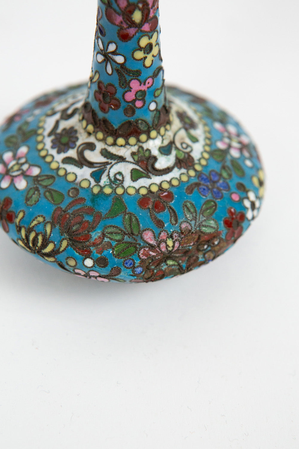 Antique Cerulean Blue Cloisonné Vase