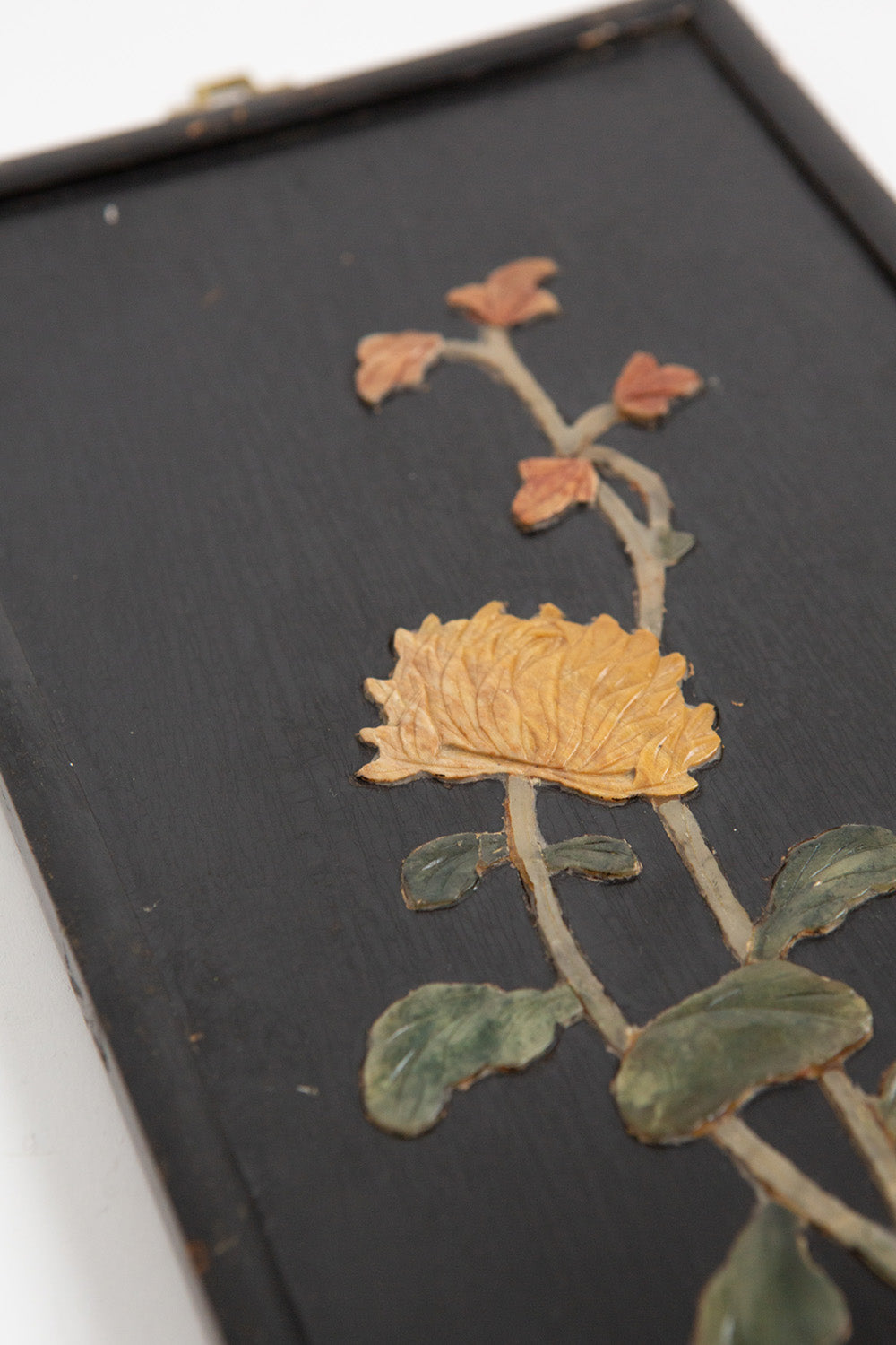 Chinese Botanical Hardstone and Mother of Pearl Panel