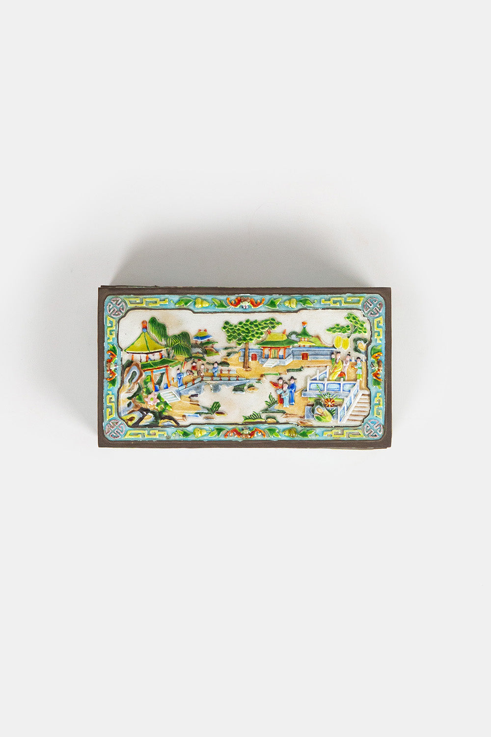 Large Chinese Pale Blue Enamel Box