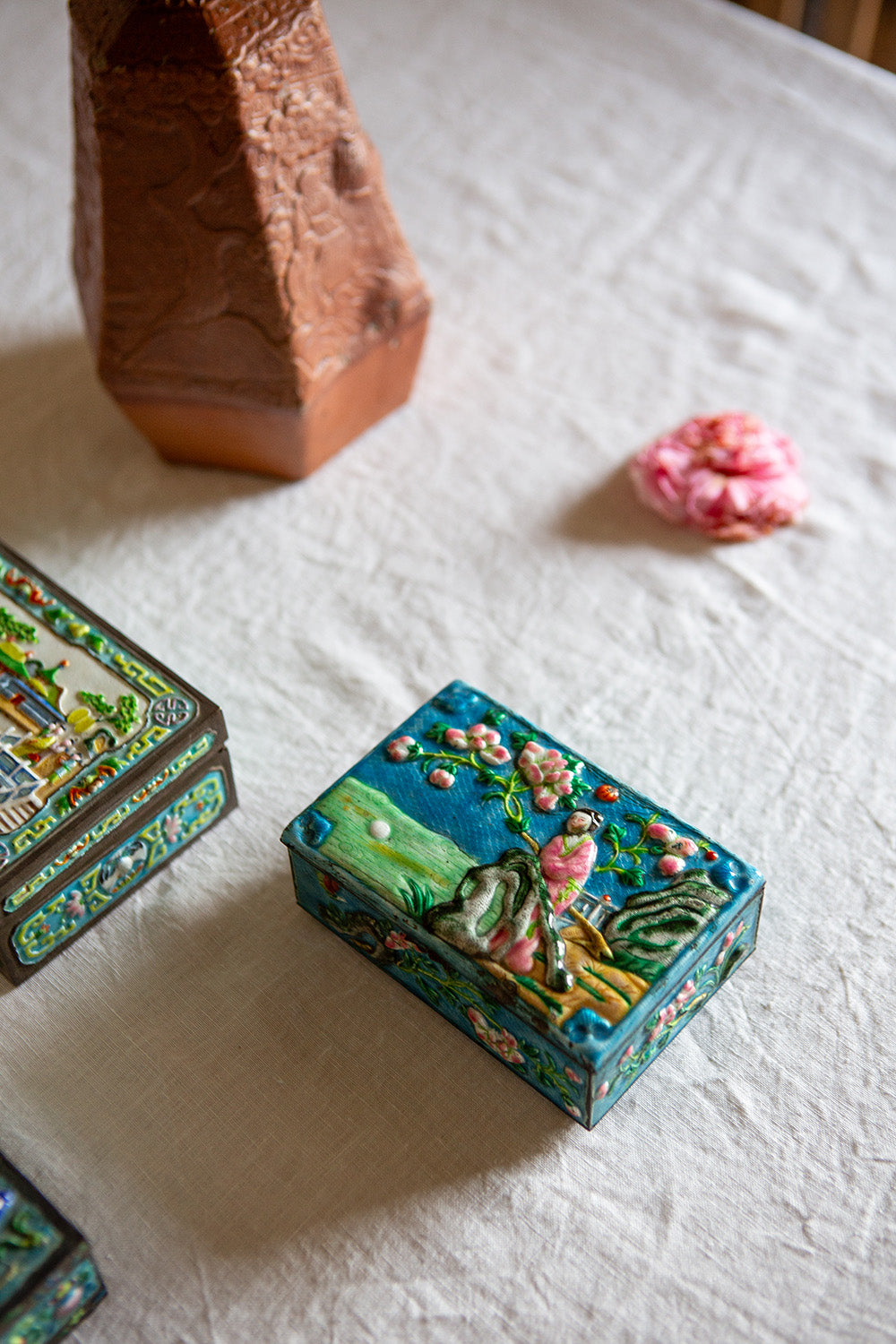 Petite Chinese Pale Blue Enamel Box