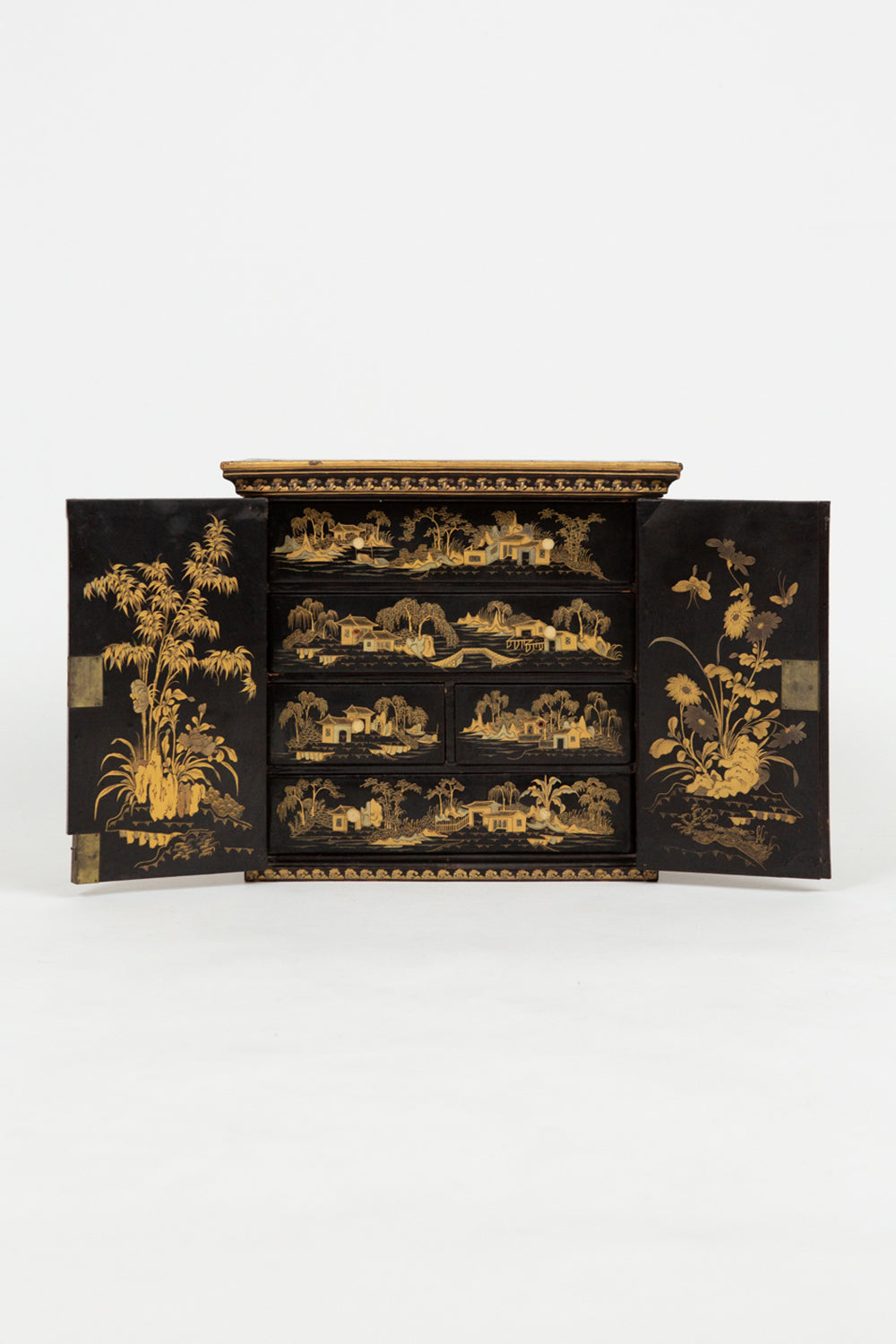 Antique Chinese Gilt Lacquered Jewelry Case