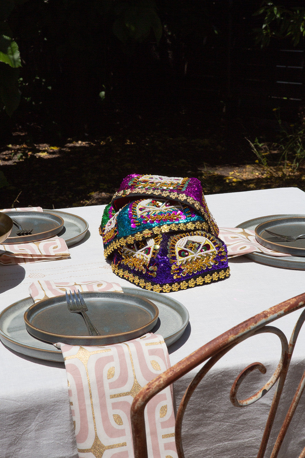 Ornate Sequined Velvet Doppa Hat