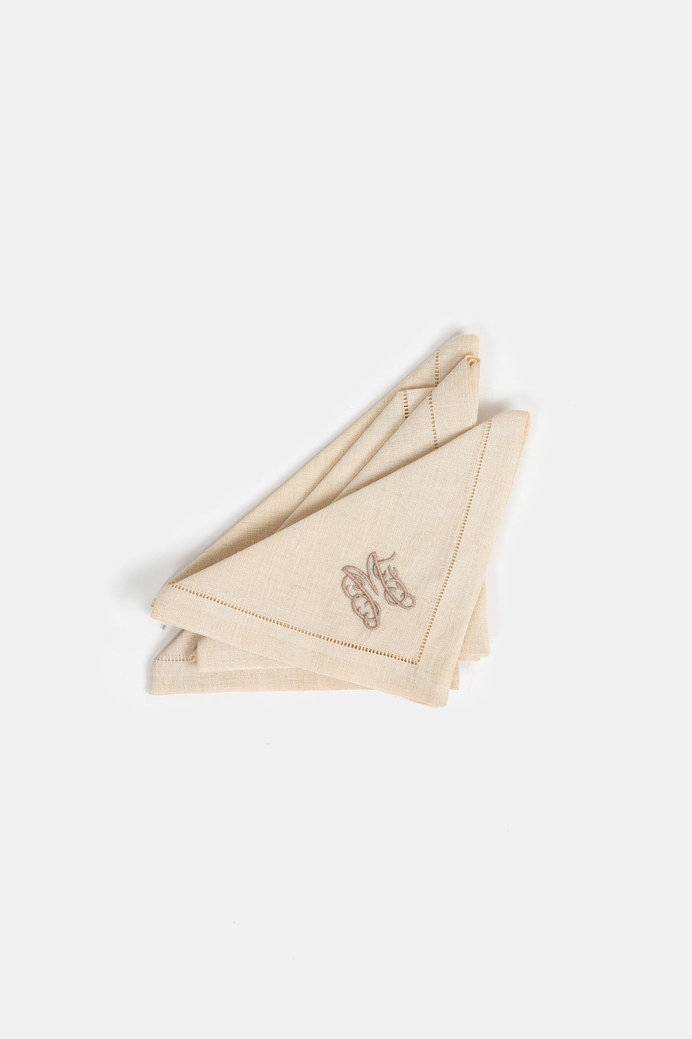 Set of 4 Linen Embroidered Cocktail Napkins