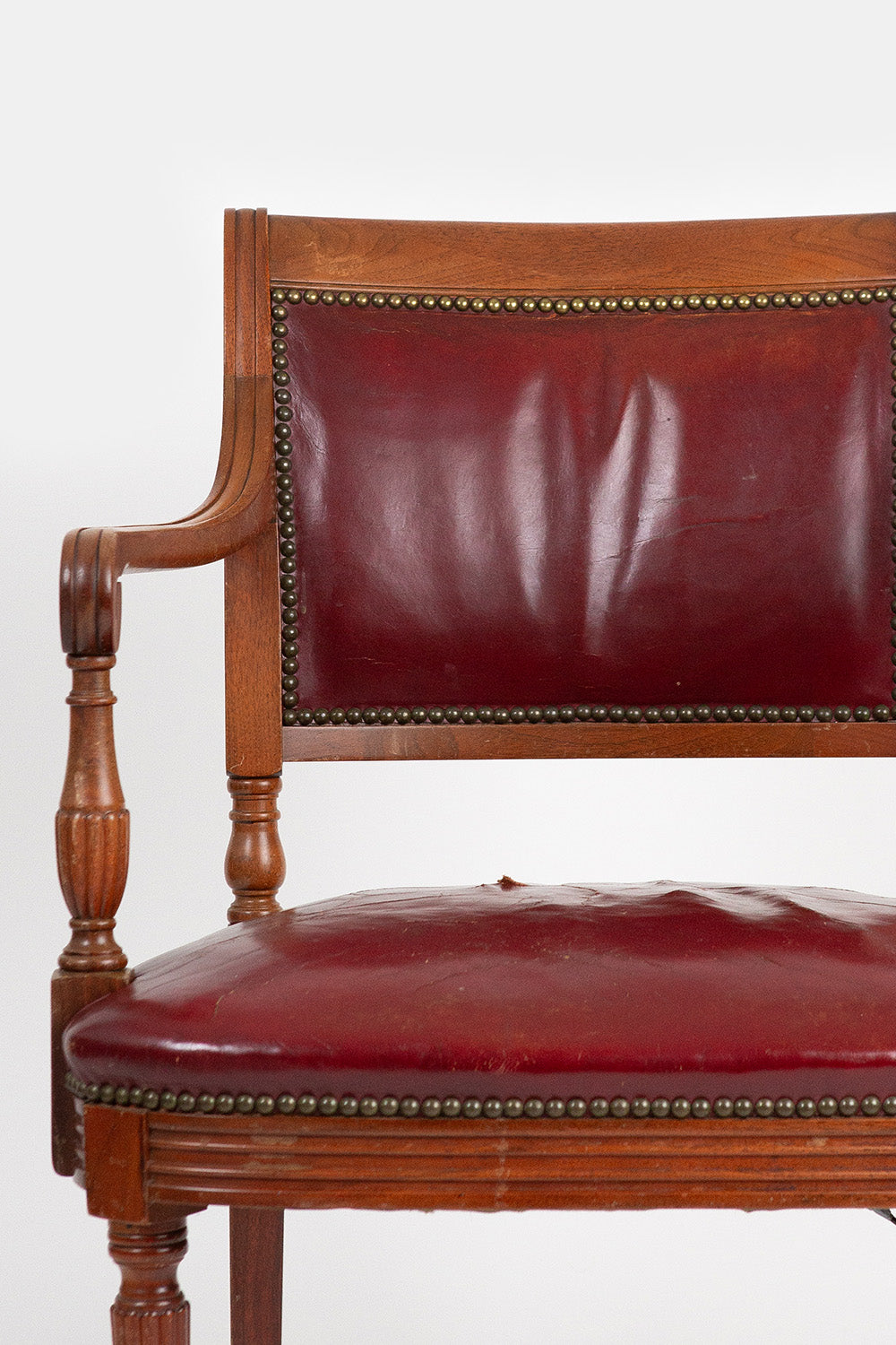 1930's Empire-Style Armchair with Crimson Leather