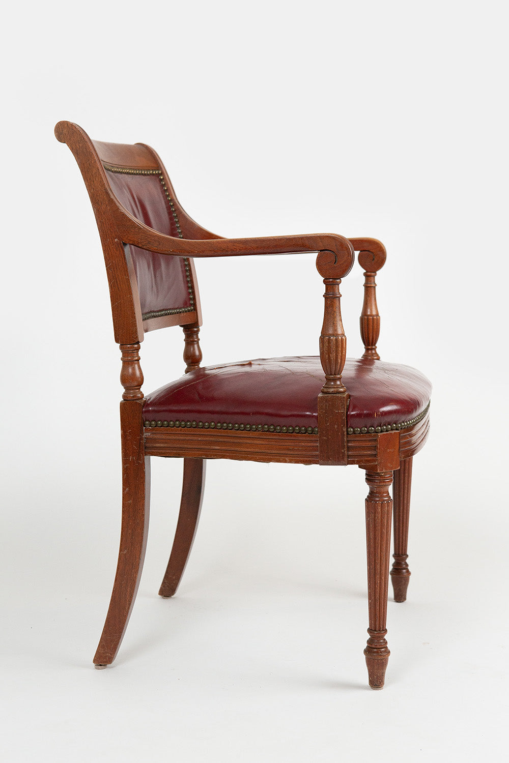 1930's Empire-Style Armchair with Crimson Leather