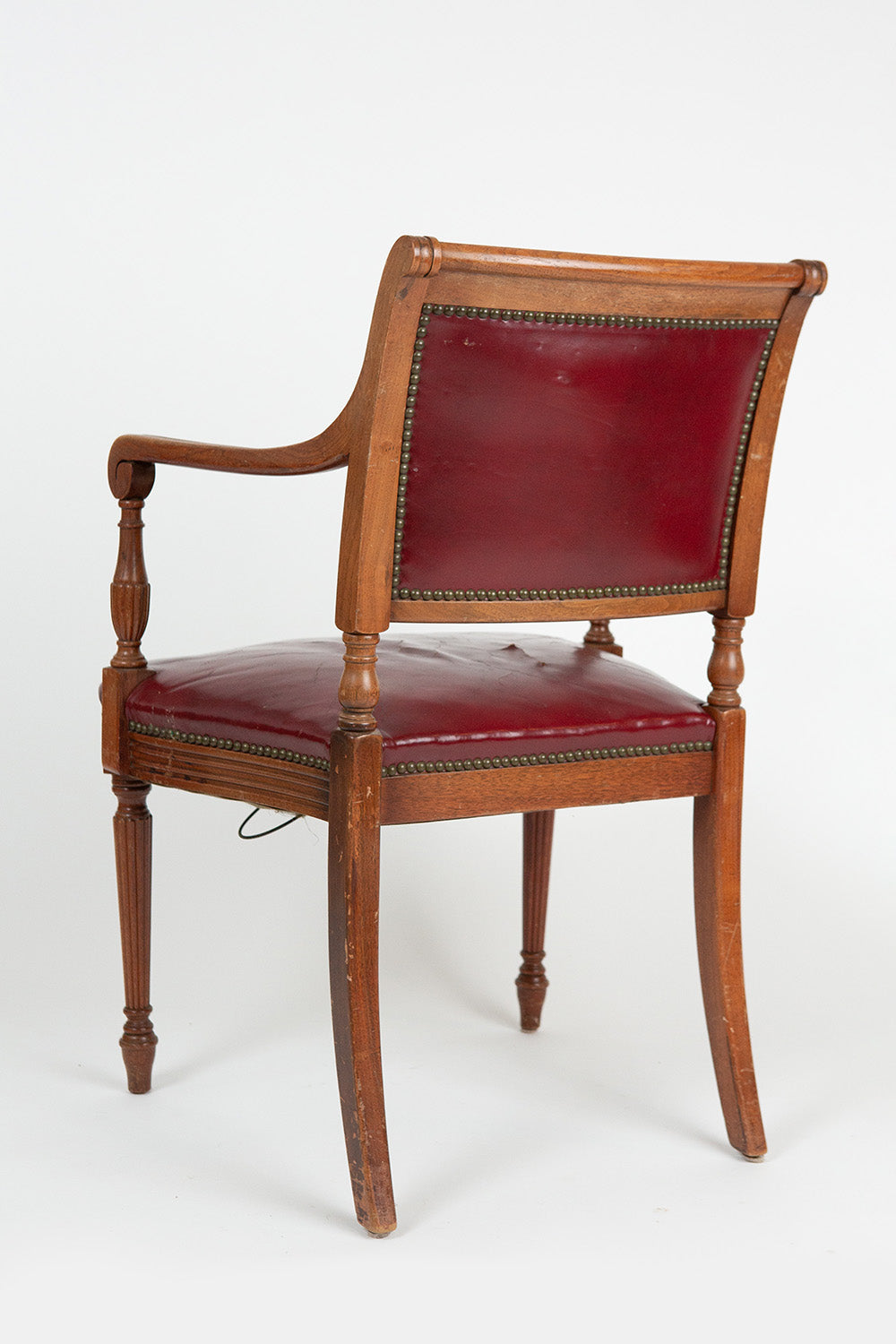1930's Empire-Style Armchair with Crimson Leather