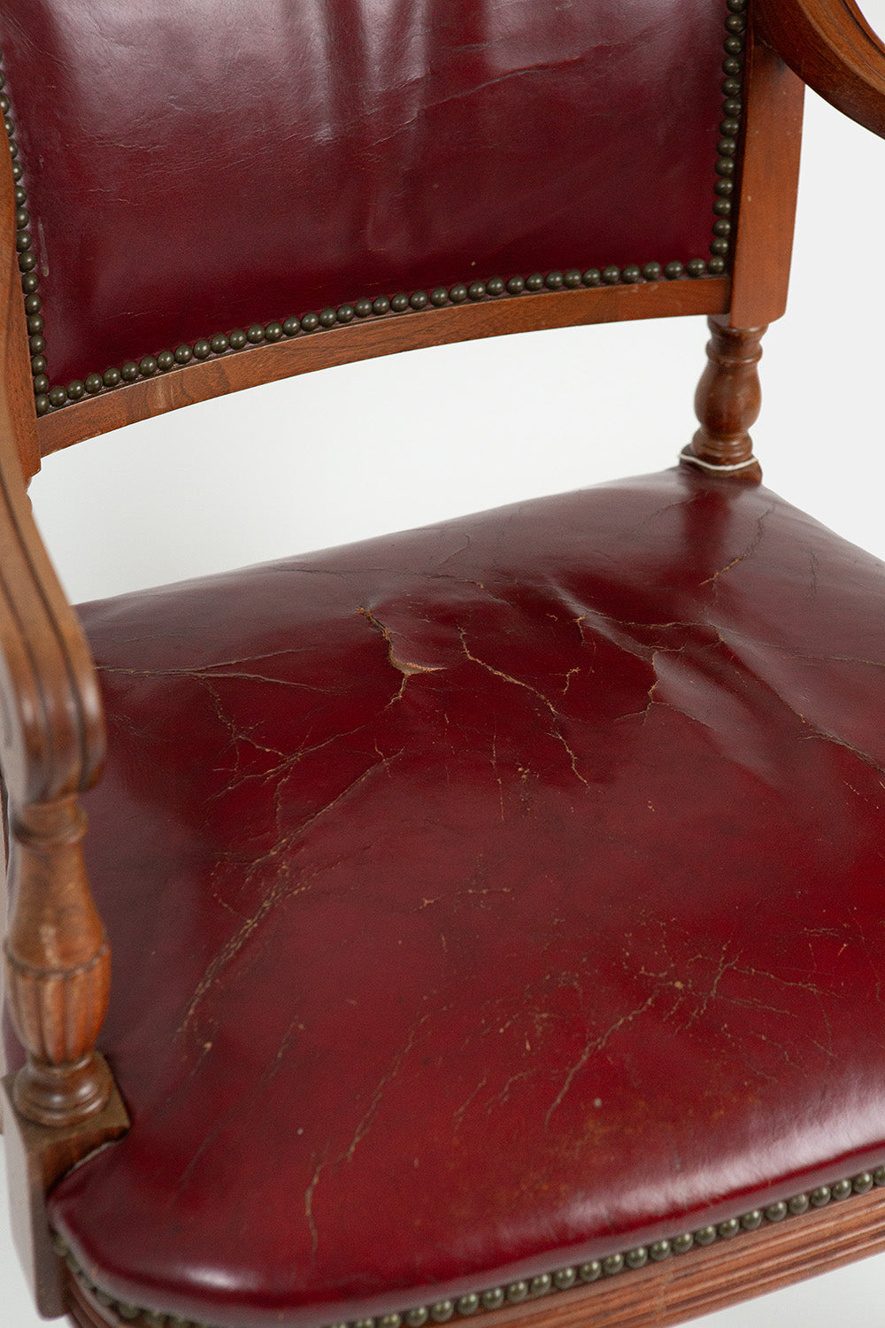 1930's Empire-Style Armchair with Crimson Leather