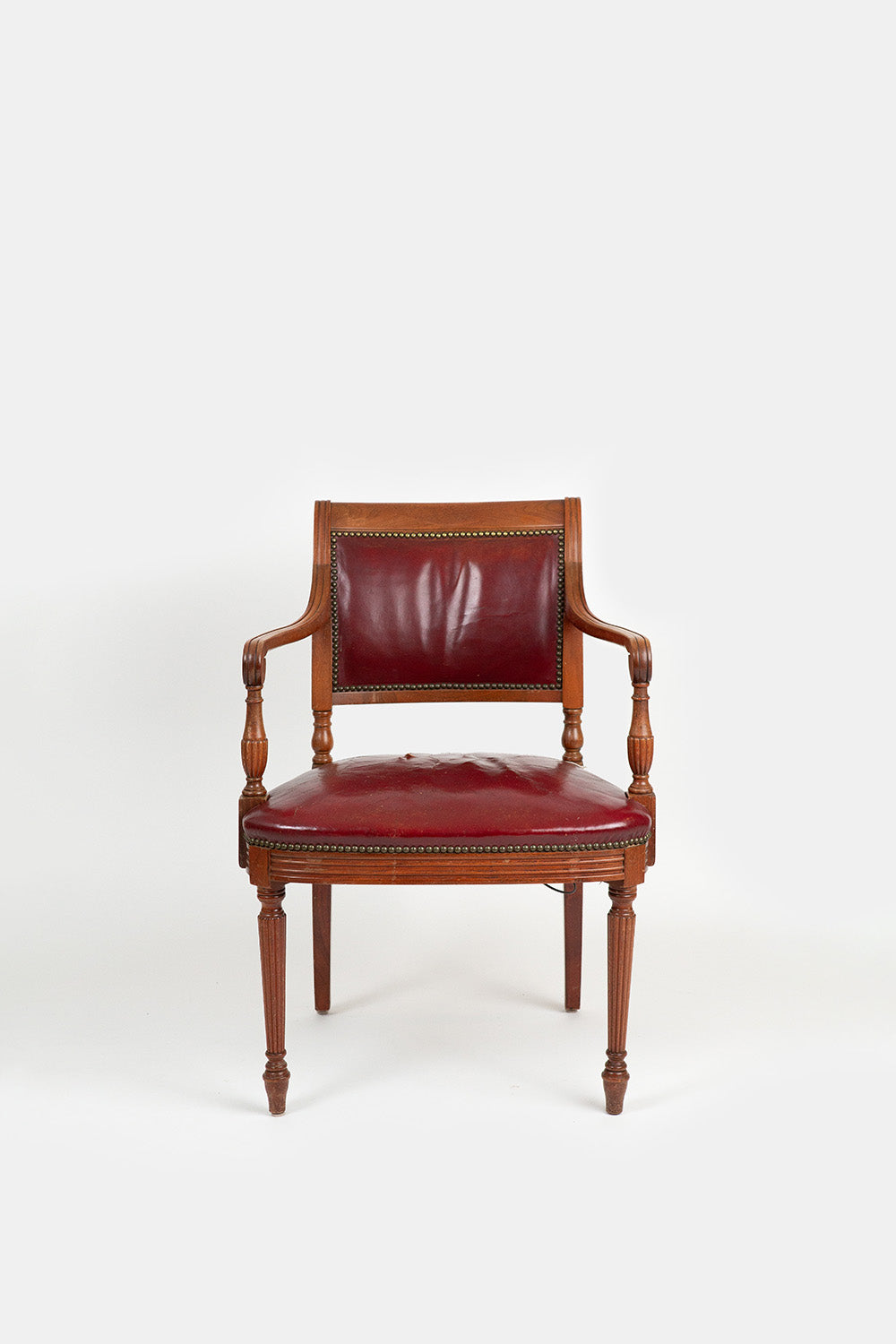 1930's Empire-Style Armchair with Crimson Leather